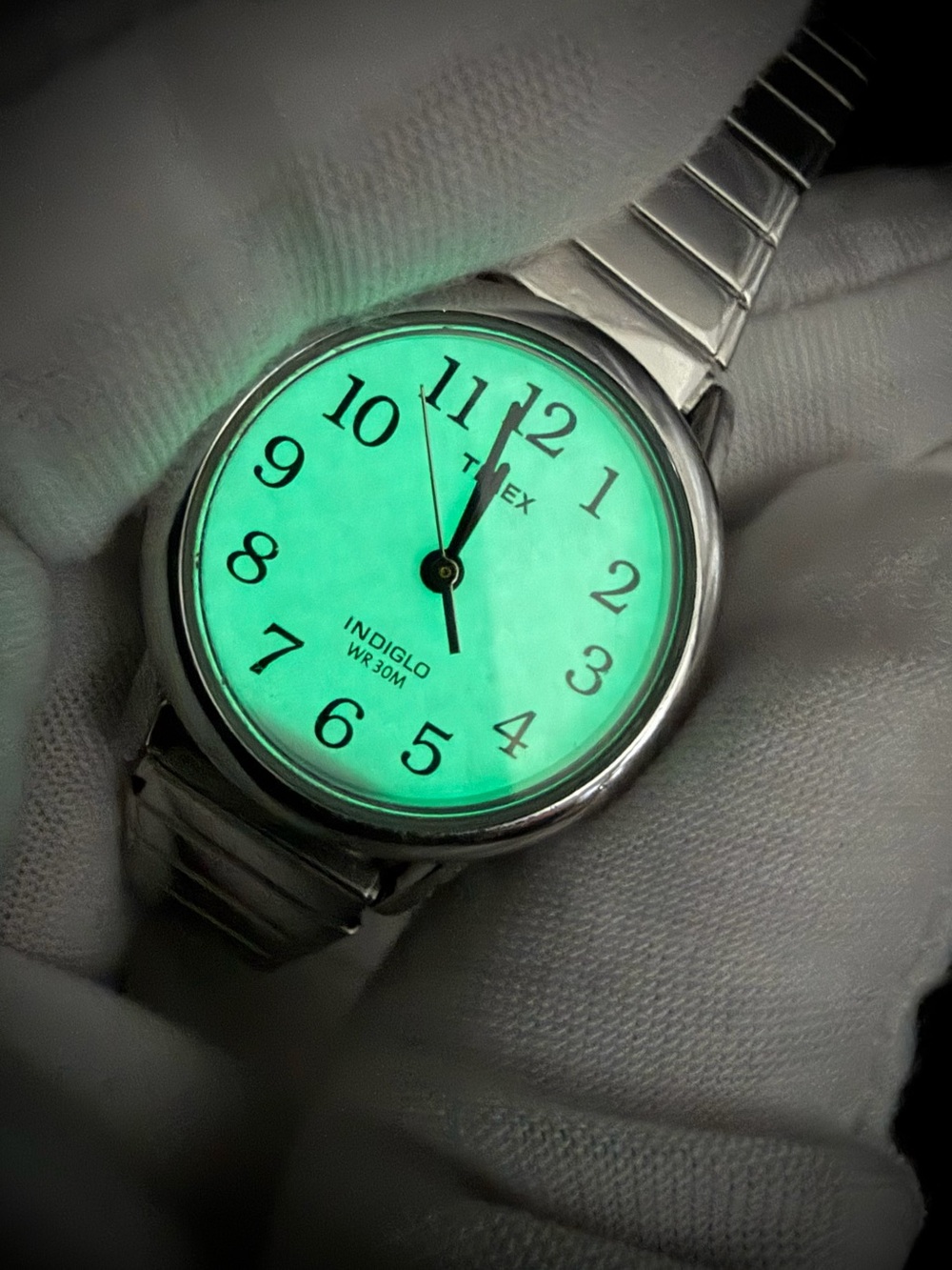 Vintage Timex Easy Reader Indiglo Watch Silver Expansion Band WR30 - New Battery